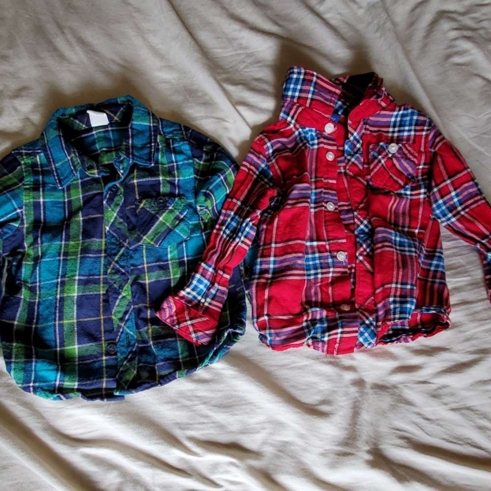 2 Old Navy plaid shirts